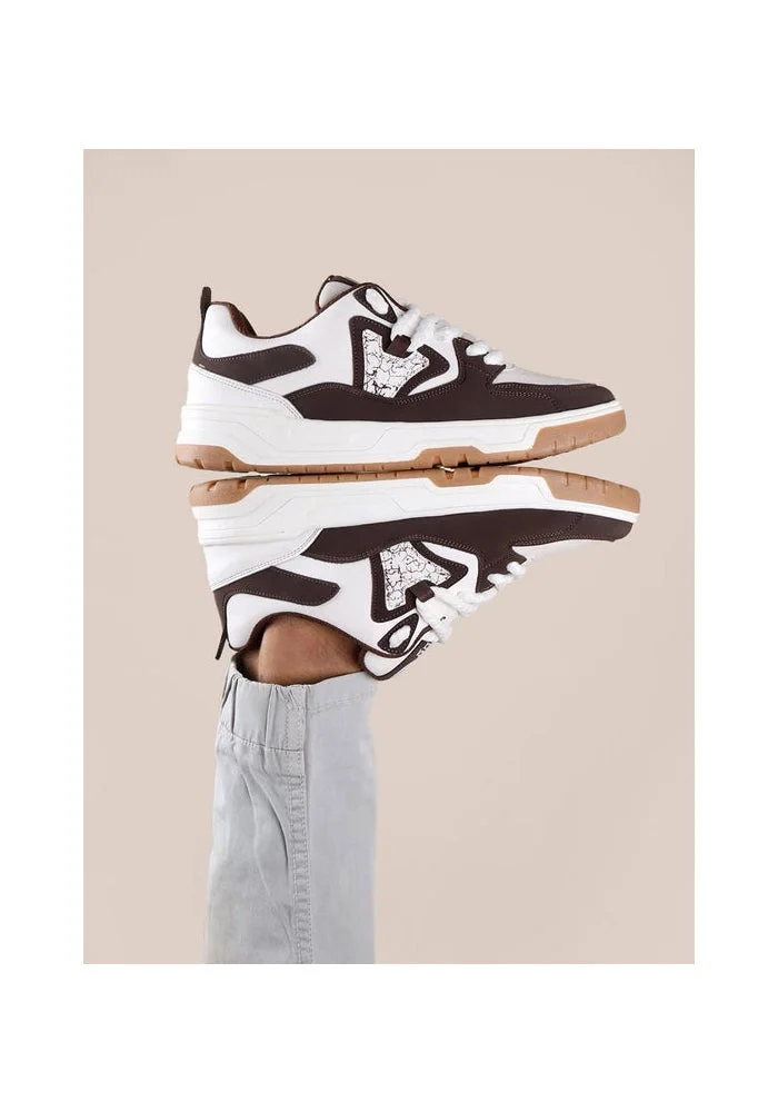 Bacca Bucci White Brown Stride Eclipse Low-Top Flat-Sole Sneakers for Men | Best Price UAE